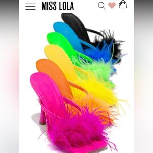 Miss Lola Blue Furry Mules - New